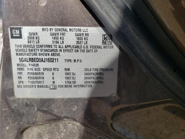 Photo 10 from auction – 2010 BUICK ENCLAVE CX with VIN 5GALRBED0AJ160211