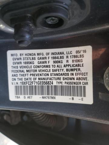 Photo 10 from auction – 2016 HONDA CIVIC EX with VIN 19XFC2F71GE056824