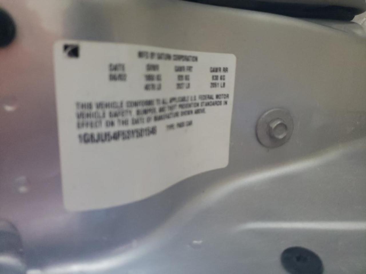 Photo 10 from auction – 2003 SATURN L200 with VIN 1G8JU54F53Y501549