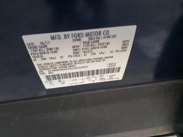 Photo 10 from auction – 2016 FORD EXPLORER X with VIN 1FM5K8D83GGA32453