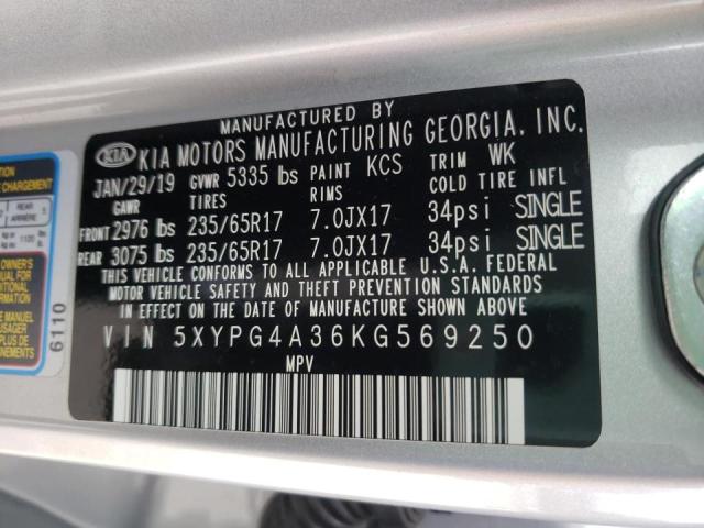 Photo 10 from auction – 2019 KIA SORENTO with VIN 5XYPG4A36KG569250