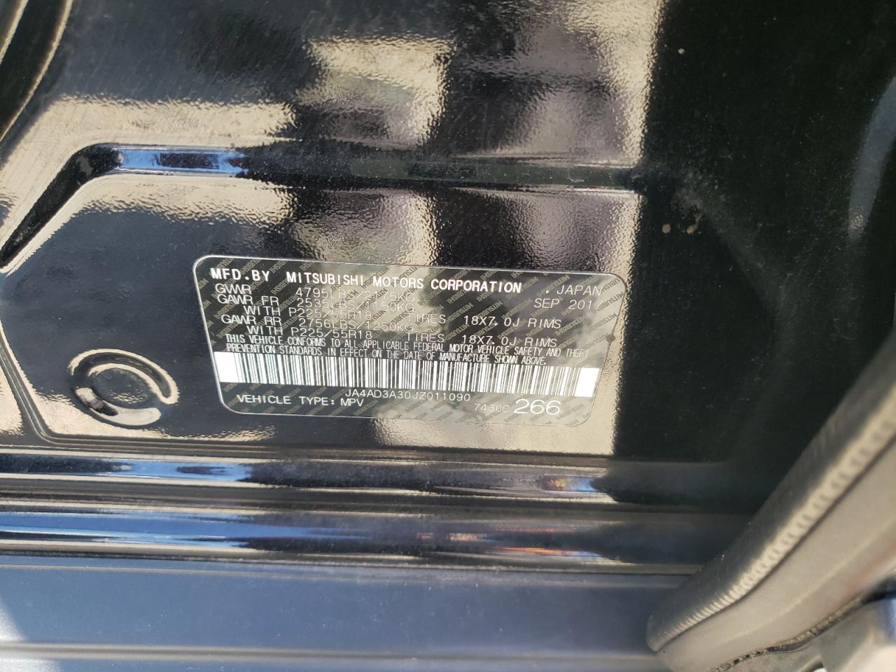 Photo 10 from auction – 2018 MITSUBISHI OUTLANDER with VIN JA4AD3A30JZ011090