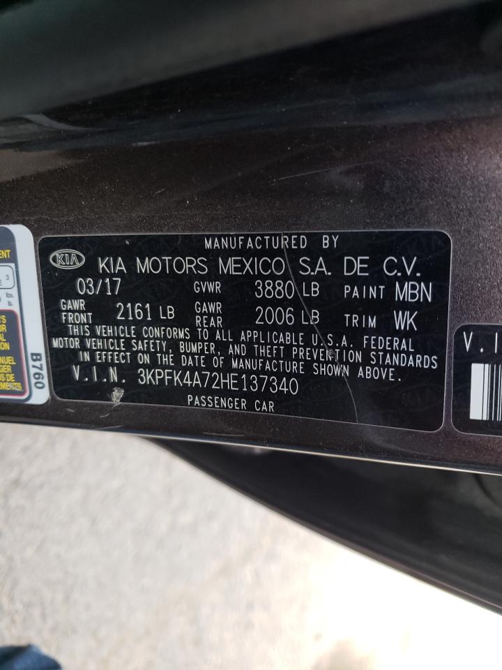 Photo 10 from auction – 2017 KIA FORTE LX with VIN 3KPFK4A72HE137340