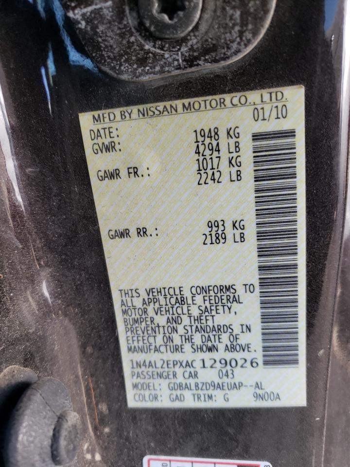 Photo 10 from auction – 2010 NISSAN ALTIMA S with VIN 1N4AL2EPXAC129026