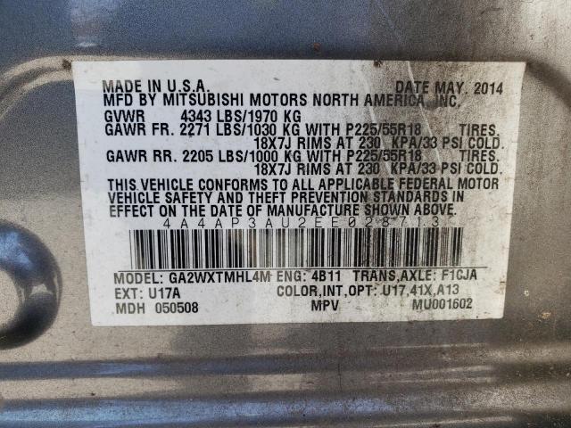Photo 10 from auction – 2014 MITSUBISHI OUTLANDER with VIN 4A4AP3AU2EE028713