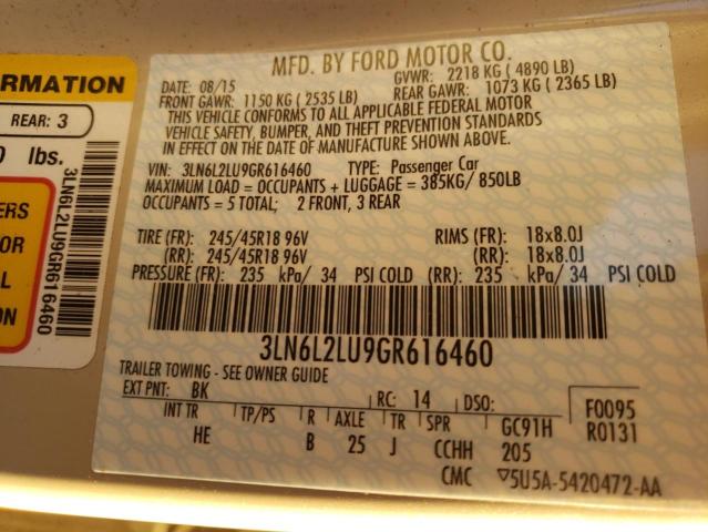 Photo 10 from auction – 2016 LINCOLN MKZ HYBRID with VIN 3LN6L2LU9GR616460