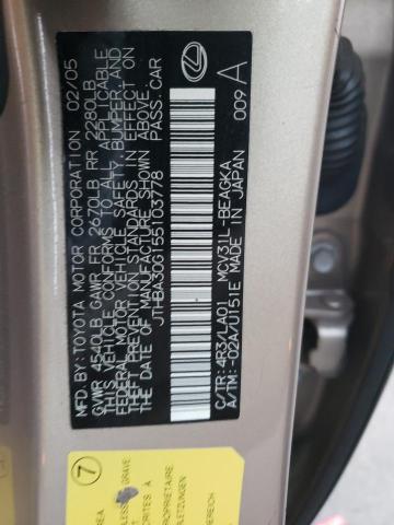 Photo 10 from auction – 2005 LEXUS ES 330 with VIN JTHBA30G155103778