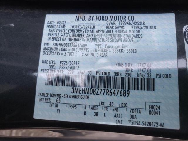 Photo 10 from auction – 2007 MERCURY MILAN PREM with VIN 3MEHM08Z77R647689
