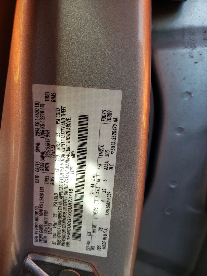 Photo 10 from auction – 2016 FORD ESCAPE SE with VIN 1FMCU0G7XGUA73718