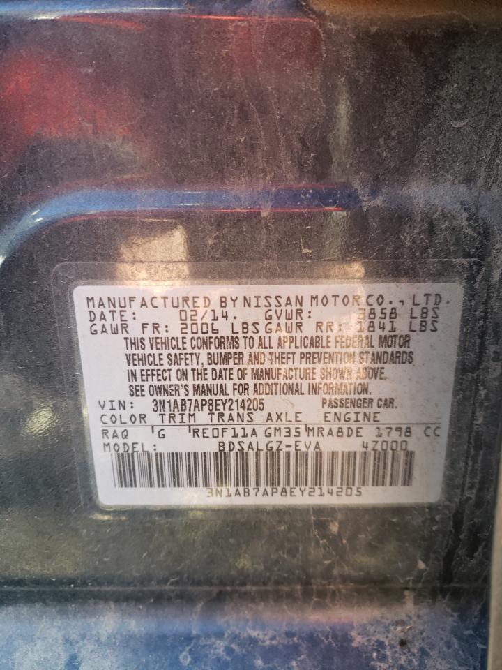 Photo 10 from auction – 2014 NISSAN SENTRA S with VIN 3N1AB7AP8EY214205