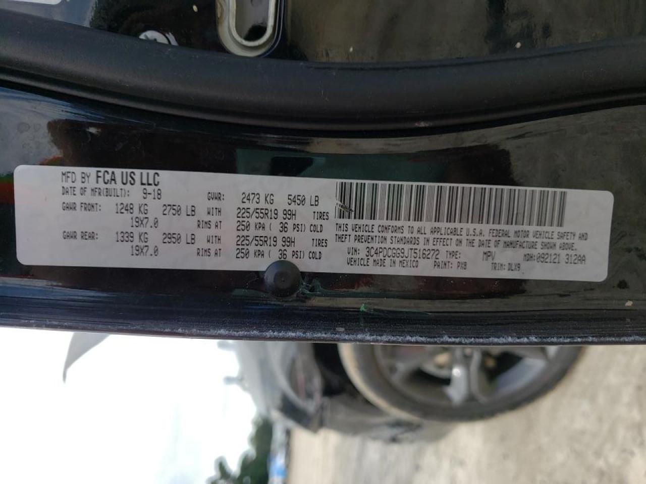 Photo 10 from auction – 2018 DODGE JOURNEY CR with VIN 3C4PDCGG9JT516272