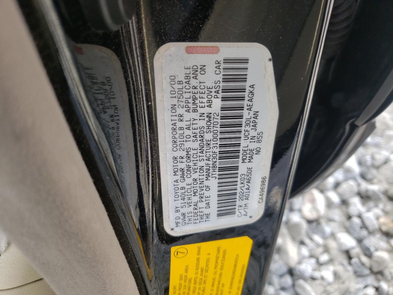 Photo 10 from auction – 2001 LEXUS LS 430 with VIN JTHBN30F310007072