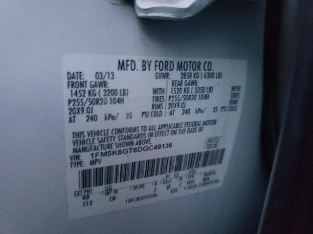 Zdjęcie 10 z aukcji – 2013 FORD EXPLORER S z VIN 1FM5K8GT8DGC49136