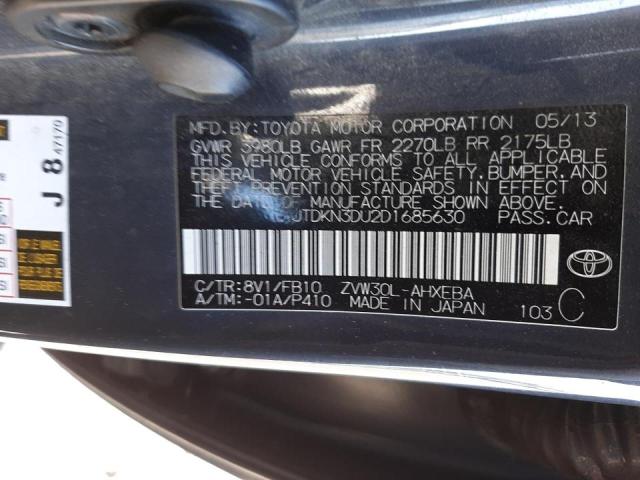 Photo 10 from auction – 2013 TOYOTA PRIUS with VIN JTDKN3DU2D1685630