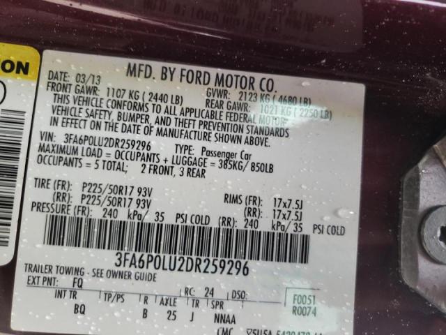 Photo 10 from auction – 2013 FORD FUSION SE with VIN 3FA6P0LU2DR259296