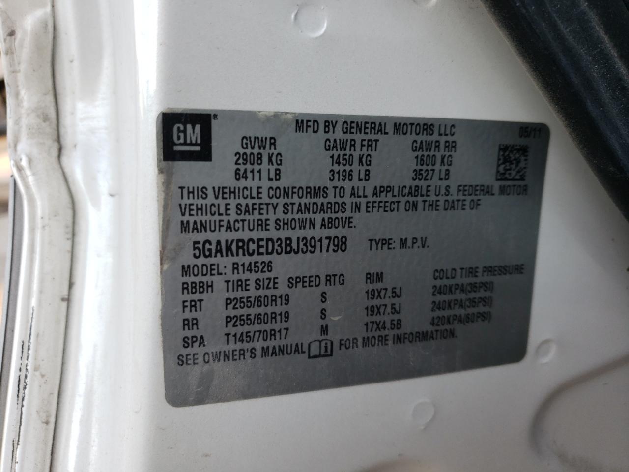 Photo 10 from auction – 2009 BUICK ENCLAVE CX with VIN 5GAEV23D79J160497