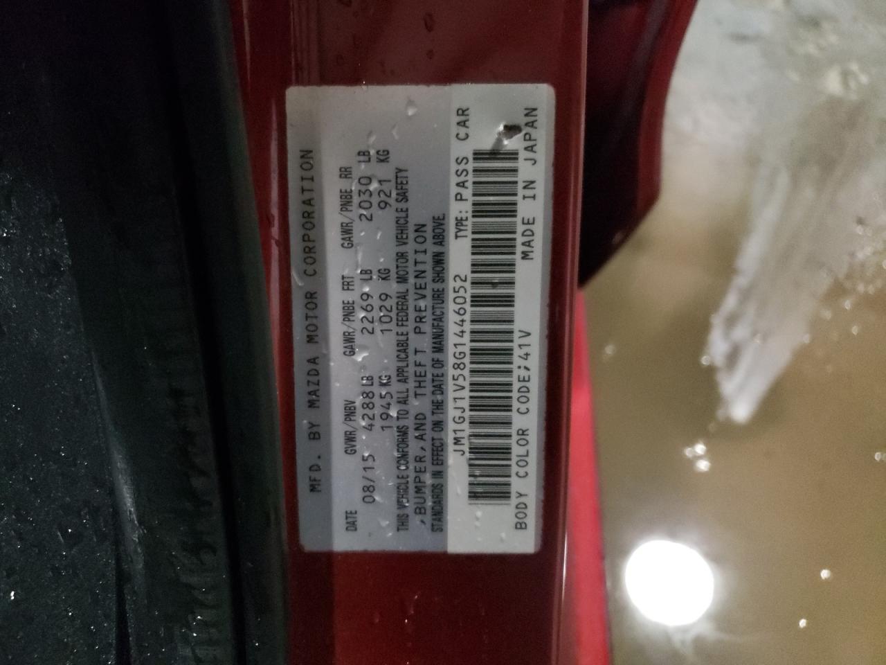Photo 10 from auction – 2016 MAZDA 6 TOURING with VIN JM1GJ1V58G1446052