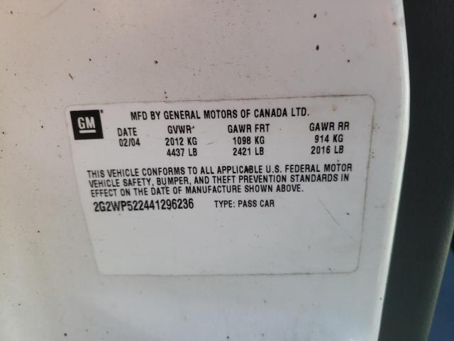 Photo 10 from auction – 2004 PONTIAC GRAND PRIX with VIN 2G2WP522441296236