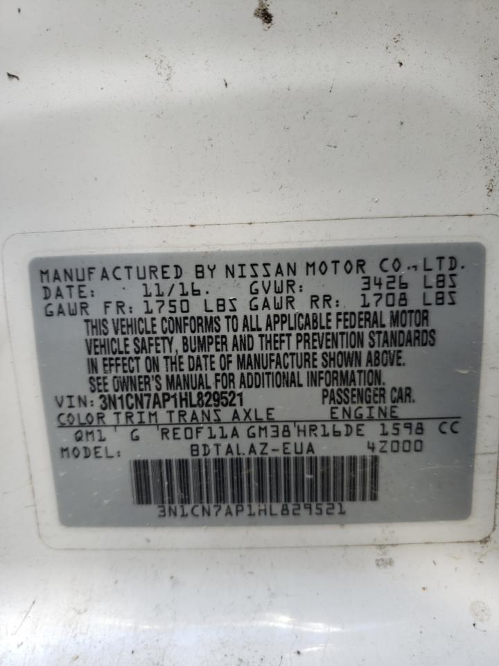 Photo 10 from auction – 2017 NISSAN VERSA S with VIN 3N1CN7AP1HL829521