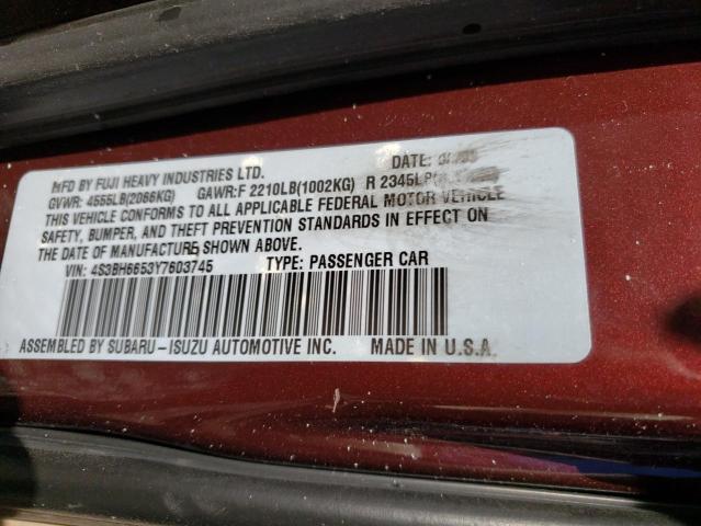 Photo 10 from auction – 2000 SUBARU LEGACY OUT with VIN 4S3BH6653Y7603745