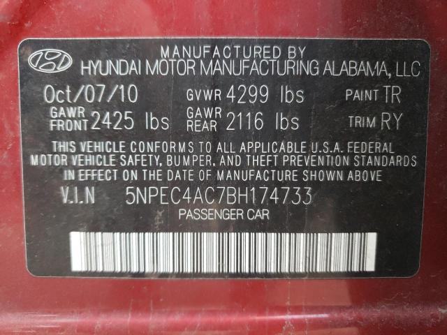Photo 10 from auction – 2011 HYUNDAI SONATA SE with VIN 5NPEC4AC7BH174733
