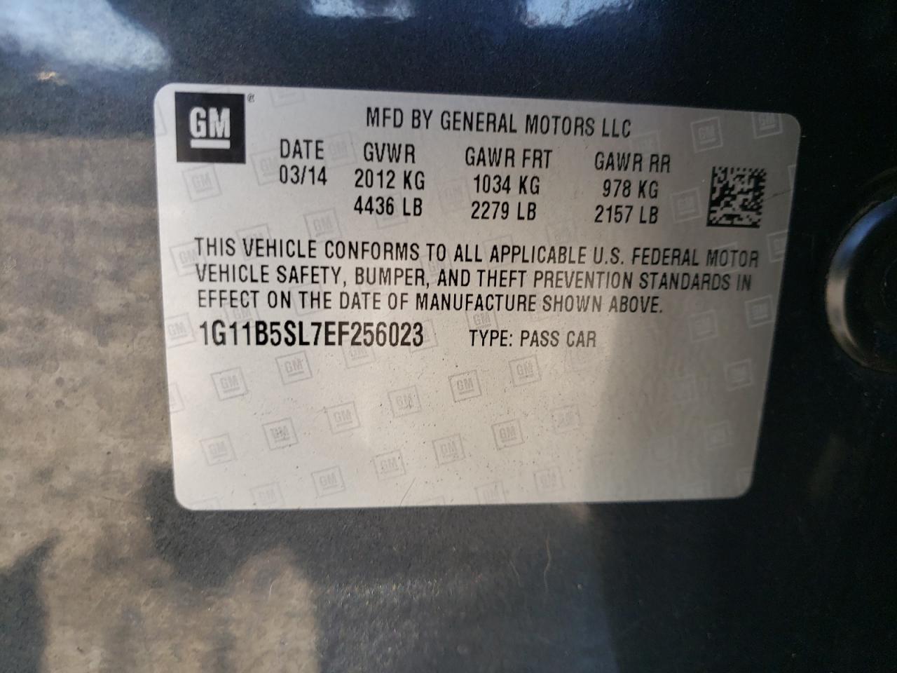 Photo 10 from auction – 2014 CHEVROLET MALIBU LS with VIN 1G11B5SL7EF256023