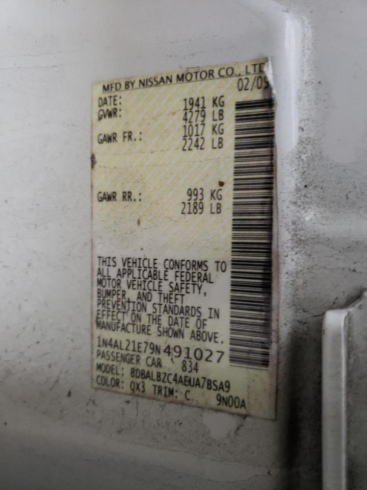 Photo 10 from auction – 2009 NISSAN ALTIMA 2.5 with VIN 1N4AL21E79N491027