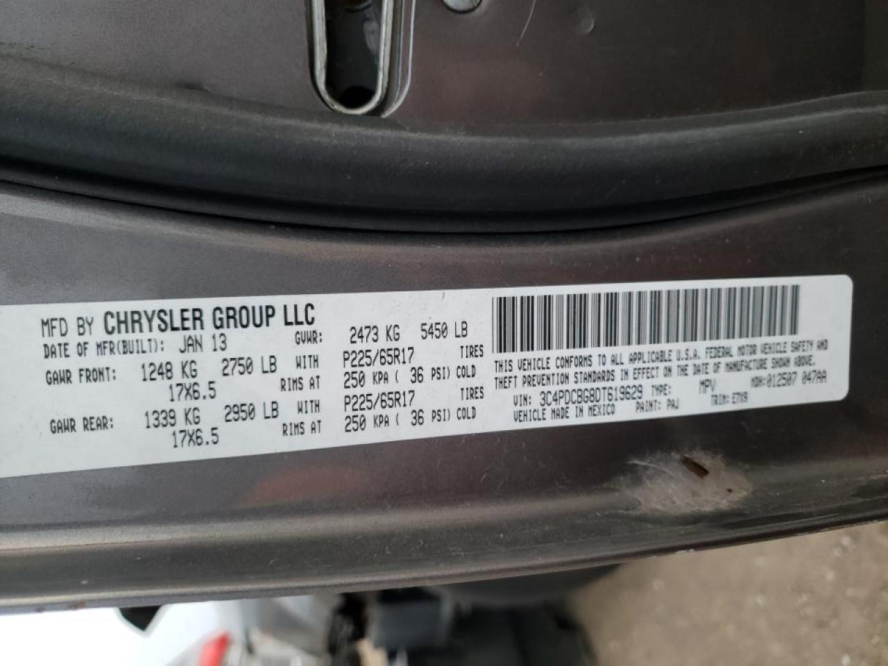 Photo 10 from auction – 2013 DODGE JOURNEY SX with VIN 3C4PDCBG8DT619629