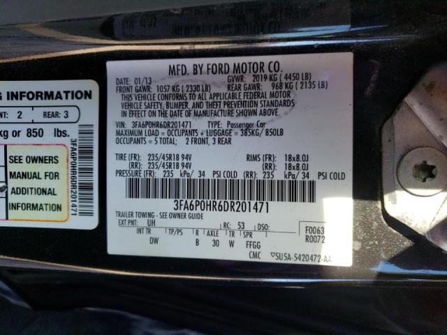 Photo 10 from auction – 2013 FORD FUSION SE with VIN 3FA6P0HR6DR201471
