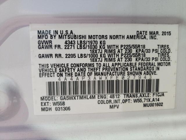 Photo 10 from auction – 2015 MITSUBISHI OUTLANDER with VIN 4A4AP3AWXFE027943