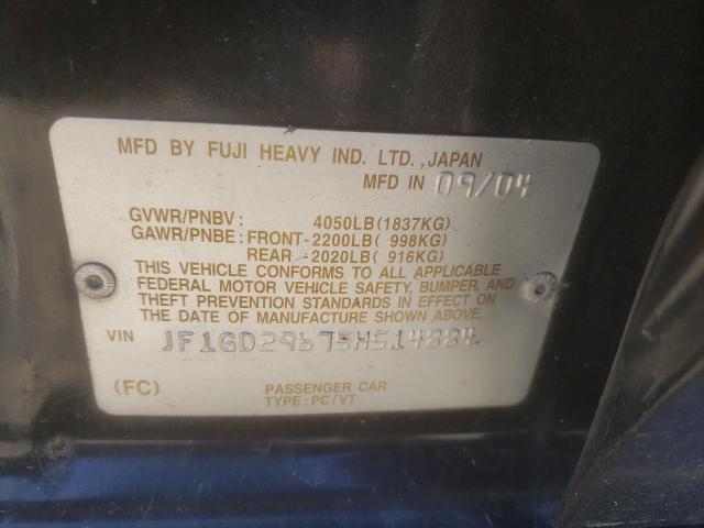 Photo 10 from auction – 2005 SUBARU IMPREZA WR with VIN JF1GD29675H514884