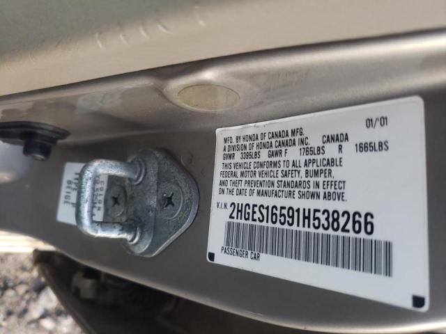 Photo 10 from auction – 2001 HONDA CIVIC LX with VIN 2HGES16591H538266