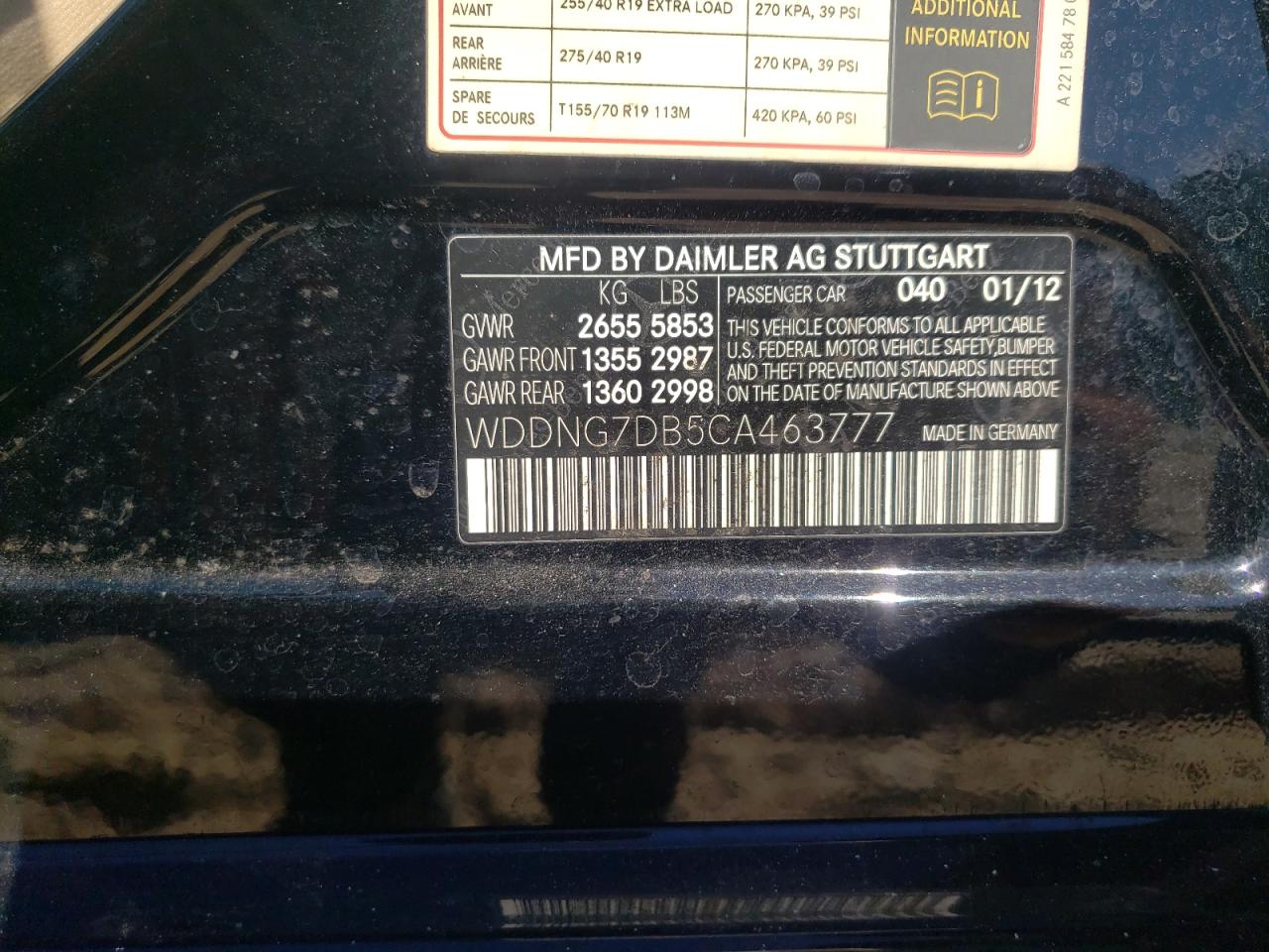 Photo 10 from auction – 2012 MERCEDES-BENZ S 550 with VIN WDDNG7DB5CA463777
