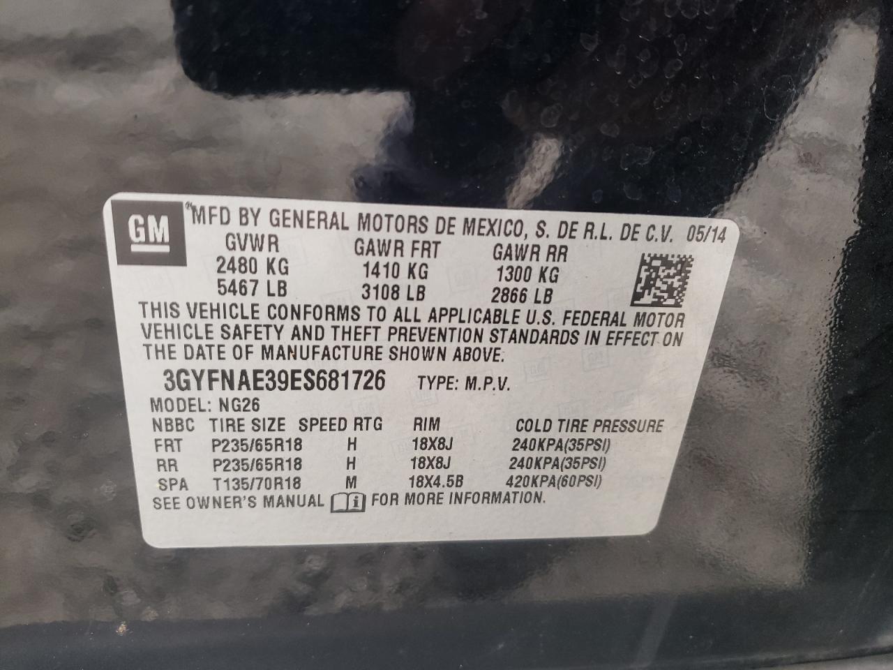صورة رقم 10 من المزاد - 2014 CADILLAC SRX مع VIN 3GYFNAE39ES681726