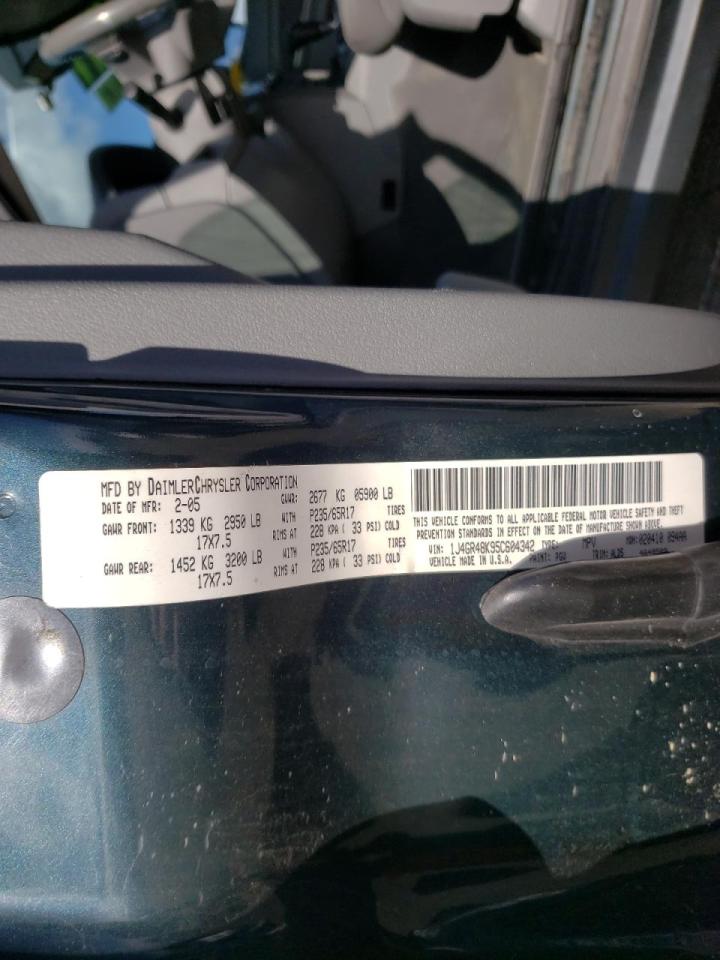 Photo 10 from auction – 2005 JEEP GRAND CHER with VIN 1J4GR48K95C604342