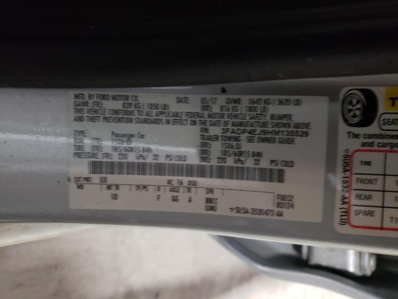 Photo 10 from auction – 2017 FORD FIESTA SE with VIN 3FADP4EJ9HM135529