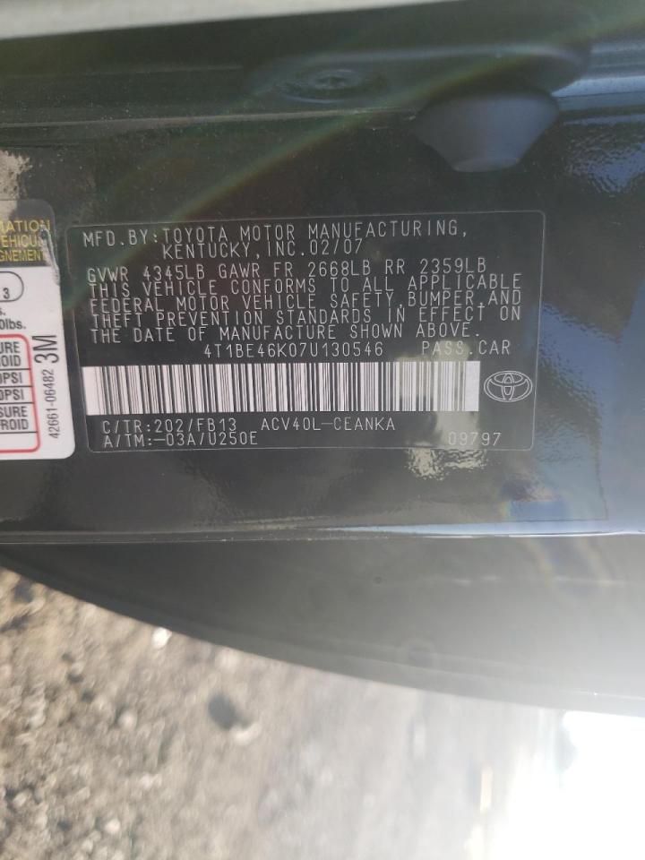 Photo 10 from auction – 2007 TOYOTA CAMRY CE with VIN 4T1BE46K07U130546