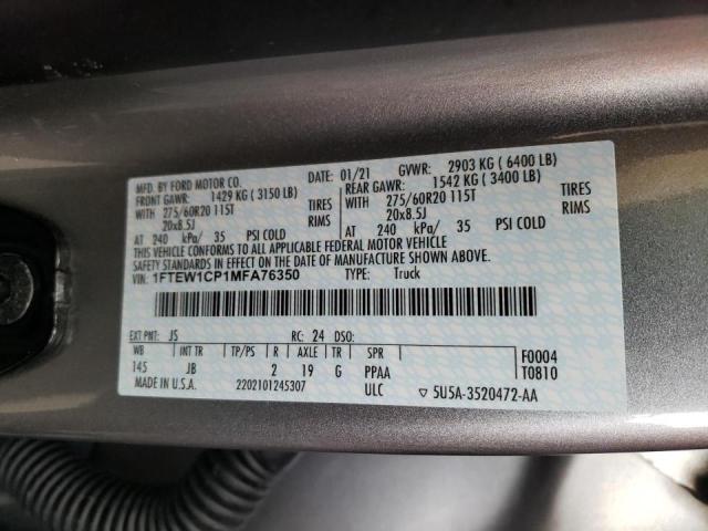 Photo 10 from auction – 2021 FORD F150 SUPER with VIN 1FTEW1CP1MFA76350