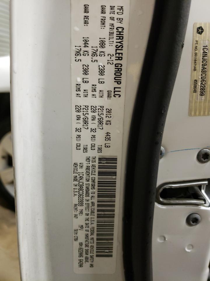 Photo 10 from auction – 2012 JEEP COMPASS SP with VIN 1C4NJCBA8CD622899