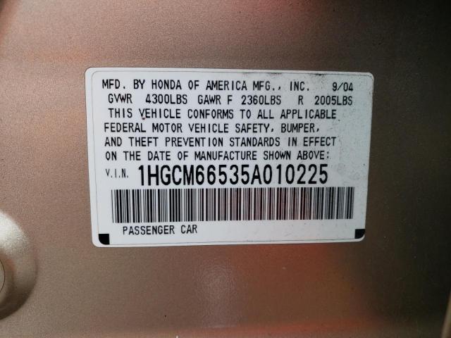 Photo 10 from auction – 2005 HONDA ACCORD EX with VIN 1HGCM66535A010225