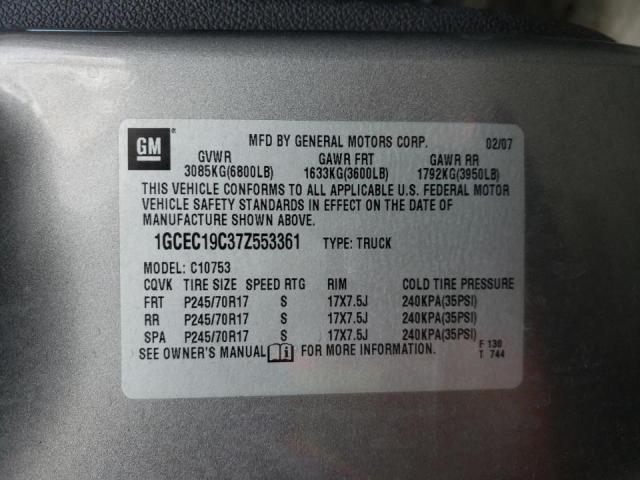 Photo 10 from auction – 2007 CHEVROLET SILVERADO with VIN 1GCEC19C37Z553361