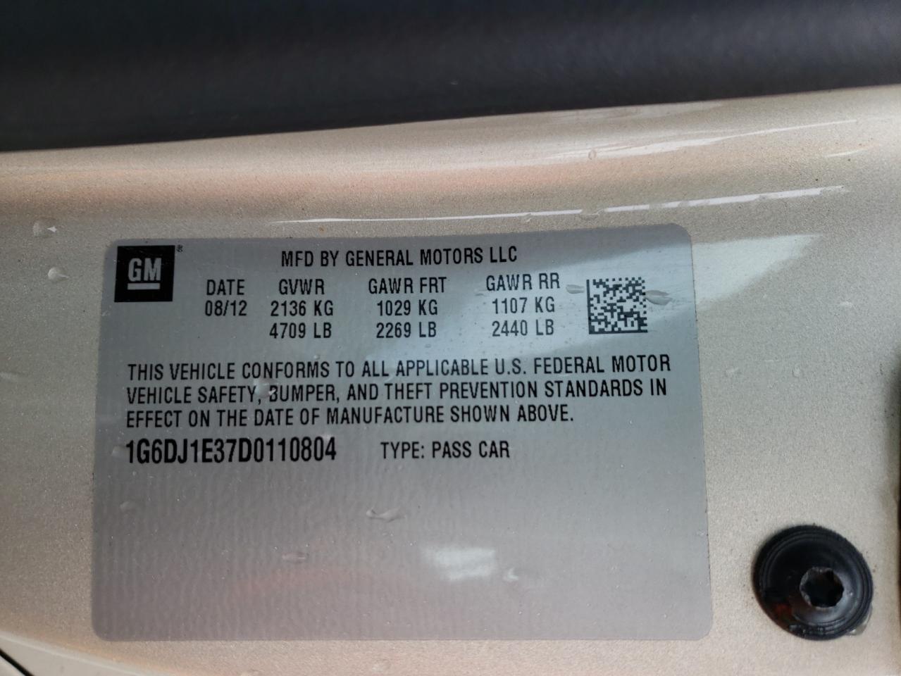 Photo 10 from auction – 2013 CADILLAC CTS PERFOR with VIN 1G6DJ1E37D0110804