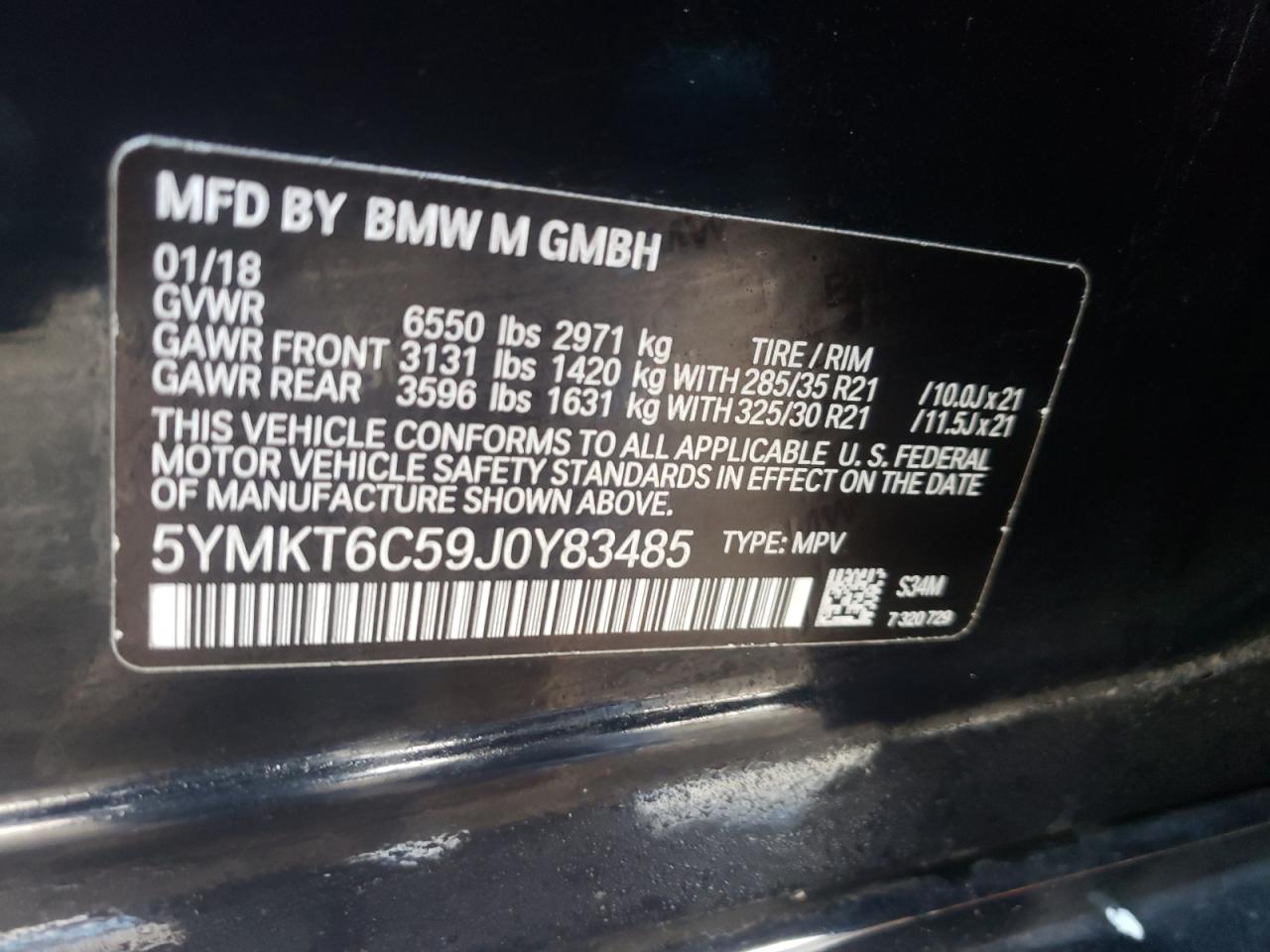 Photo 10 from auction – 2018 BMW X5 M with VIN 5YMKT6C59J0Y83485