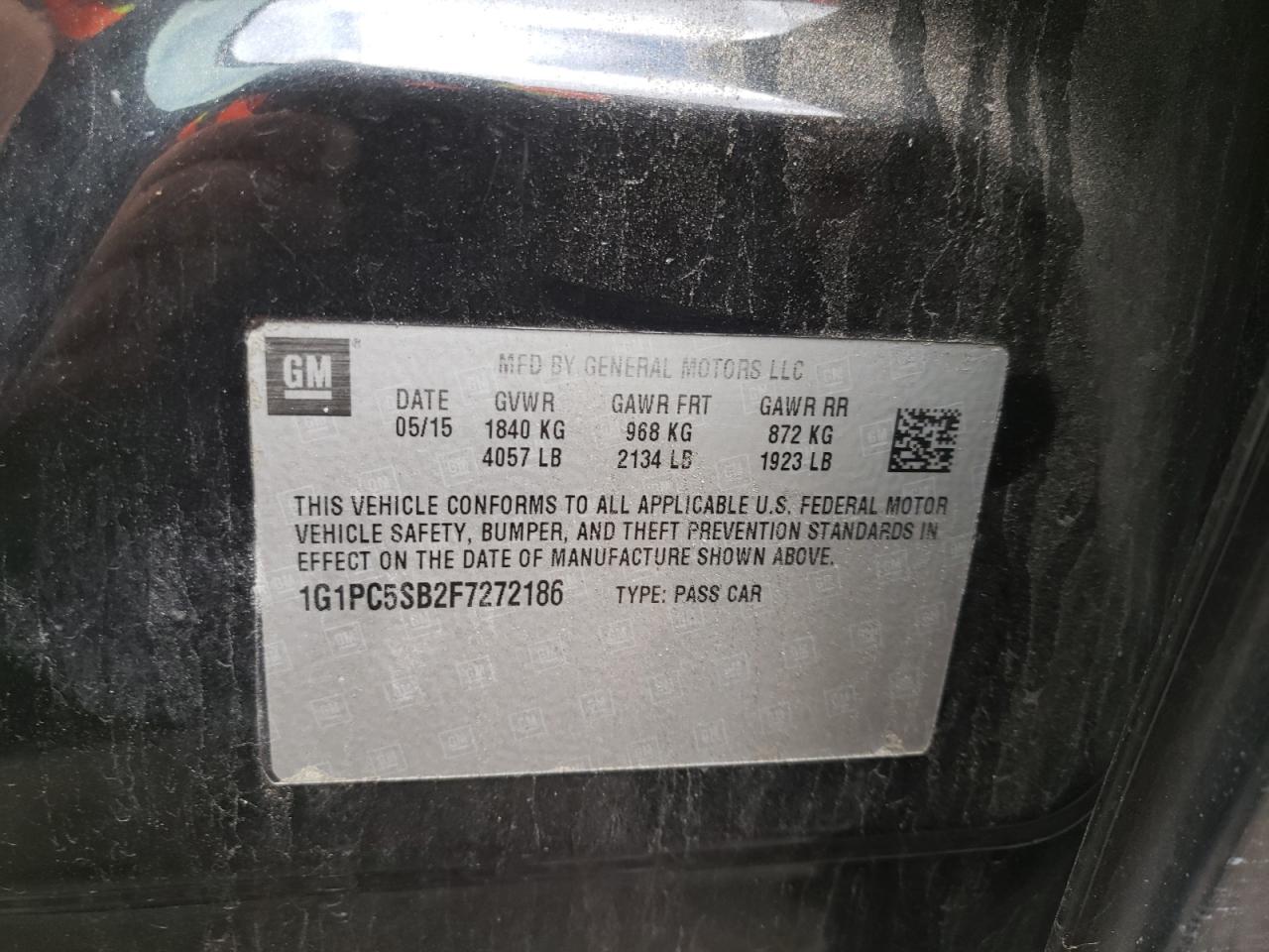 Photo 10 from auction – 2015 CHEVROLET CRUZE LT with VIN 1G1PC5SB2F7272186