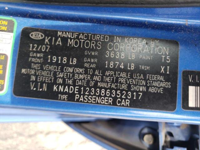 Photo 10 from auction – 2008 KIA RIO BASE with VIN KNADE123386352317