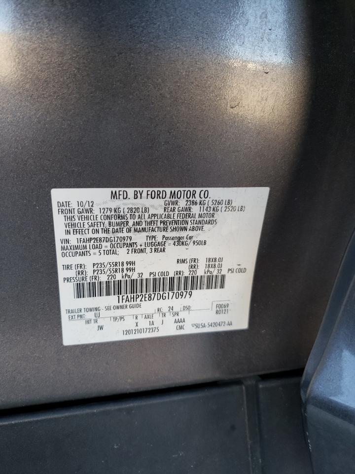 Photo 10 from auction – 2013 FORD TAURUS SEL with VIN 1FAHP2E87DG170979