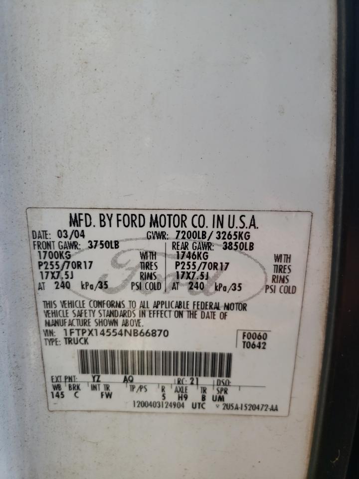 Photo 10 from auction – 2004 FORD F150 with VIN 1FTPX14554NB66870