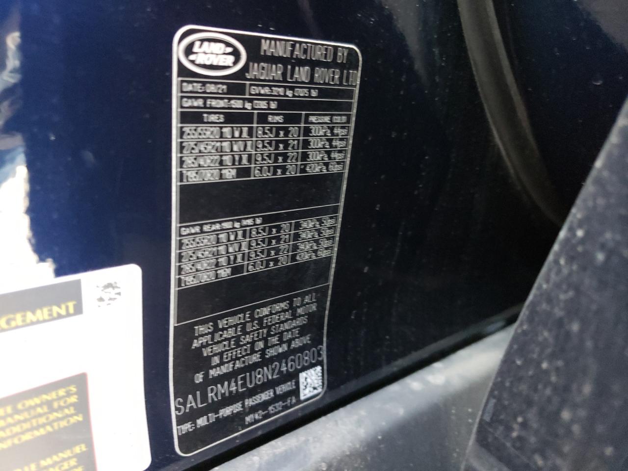 Photo 10 from auction – 2022 LAND ROVER DISCOVERY with VIN SALRM4EU8N2460803