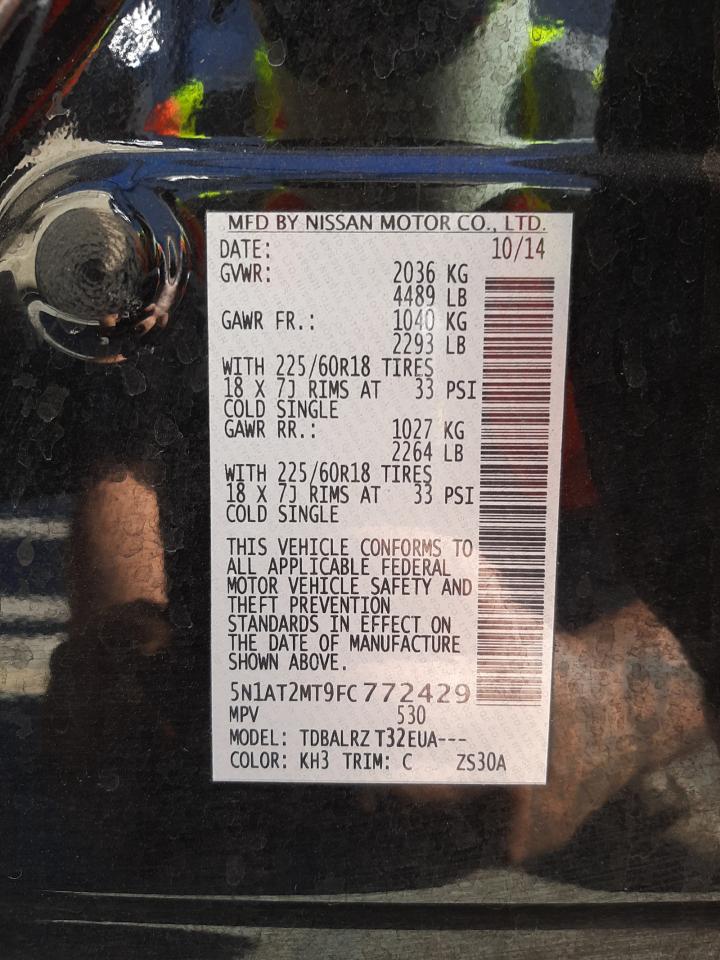 Photo 10 from auction – 2015 NISSAN ROGUE S with VIN 5N1AT2MT9FC772429