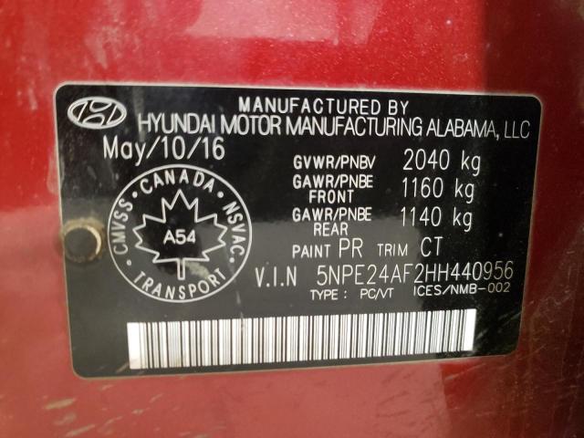 Photo 10 from auction – 2017 HYUNDAI SONATA SE with VIN 5NPE24AF2HH440956